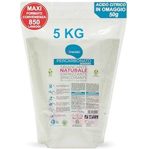 MAMICUP Percarbonato di Sodio per Bucato Puro (5 Kg, 850 Lavaggi) Smacchiatore Bucato ad Azione Sbiancante Smacchiant Igienizzante Naturale, Antimuffa, Busta Richiudibile - IN OMAGGIO 50gr di Acido Citrico