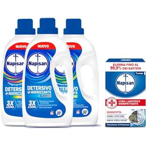 Napisan Kit Lavatrice - Classico, Capi Colorati, Odorstop 23 Lavaggi, Disinfettante 250 ml