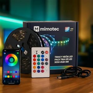 M mimotec - Pack striscia LED 5M USB 5V, RGB dimmerabile da 24 W, controllo tramite app e telecomando, modalità musica, LED per camera da letto, soggiorno, cucina, feste e videogiochi