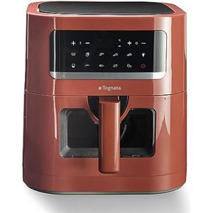Tognana Iridea, Friggitrice ad aria 7 L con contenitore e griglia antiaderente e display digitale, rosso mela