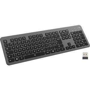 Ewent Tastiera Wireless Retroilluminata EW3295 - Bluetooth + Wireless 2.4GHz, Layout Italiano, Tasti Silenziosi, Batteria Ricaricabile, Full Size