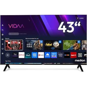 MEDION TV Ultra HD 108 cm (43″) (Smart-TV, 4K, HDR10, VIDAA Store, Prime Video, Disney+, DAZN, HbbTV, PVR, Bluetooth, MD 843301)