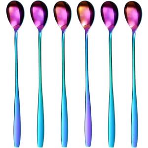 GRÄWE® Königstein - Set di 6 cucchiaini da long drink, in acciaio INOX, colori arcobaleno, serie Königstein