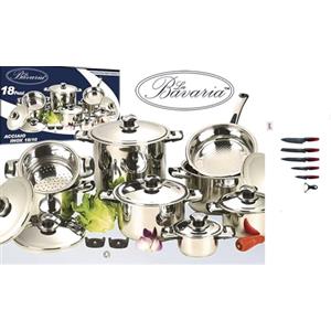 Corredocasa Batteria di Pentole Bavaria 18 Pezzi in Acciaio Inox 18/10, Set Completo di Pentole Professionali per Cucina +Coltelli 6 Pezzi Nero Ideale per Ogni Tipo di Preparazione da Chef