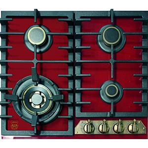 Kaiser KCG 6335 - Bruciatore Sabaf, bruciatore a gas,4 forni,4 bruciatori Sabaf,4 zone,chiusura automatica,valvole di sicurezza, vetroceramica, incasso, 60 cm, wok da 3,8 kW, colore Bordeaux,piano gas
