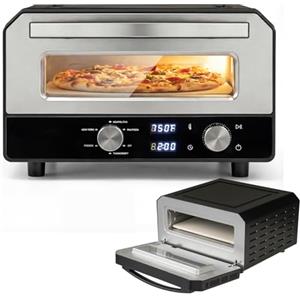 LIFEZEAL Forno Elettrico per Pizza, Forno da Tavolo con 6 Programmi, Cottura in 2 Minuti, Temperatura e Tempo Regolabili, Macchina da Tavolo per Pizza a 400℃ con Pietra Retrattile e Pala per Pizza