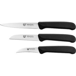 GRÄWE Set di coltelli, coltello da verdure, set di coltelli da cucina, 3 pezzi, acciaio inossidabile, affilato super affilato, nero