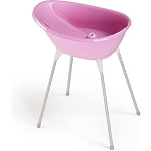 OKBABY Kit Vaschetta Bella e Cavalletto di Supporto per il Bagnetto del Neonato, 0-12 Mesi, Vaschetta Rosa