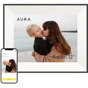 Aura Aspen - Cornice portafoto digitale da 30,5 cm, con passepartout, colore: Nero