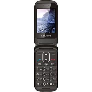 Majestic TLF SILENO 50R FLIP - Senior phone con doppio display TFT a colori, bluetooth, fotocamera, flip attivo,torcia LED, tasto SOS, Base di ricarica, Nero