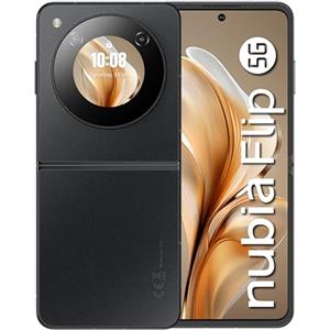 nubia Flip Smartphone 5G con schermo AMOLED pieghevole da 6,9 FHD+ e display esterno, Memoria 256GB, RAM 20GB (8+12Gb memory fusion) Fotocamera 50MP, Selfie cam 16MP, Ricarica rapida 33W, Black