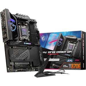 MSI MPG X870E Carbon WiFi - Scheda madre da gioco, processori AMD Ryzen serie 9000/8000/7000, AM5, DDR5, PCIe 5.0, M.2 Gen5, SATA 6Gb/s, USB 40 Gbps, HDMI, Wi-Fi 7, Bluetooth 5.4, LAN 5 Gbps, ATX