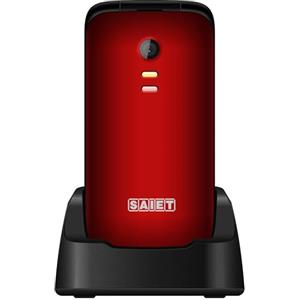 SAIET - Cellulare per Senior Facile e Intuitivo da Usare SCUDOtre - Telefono per Anziani con Tasti e Caratteri Grandi - Audio Amplificato e SOS - Rosso