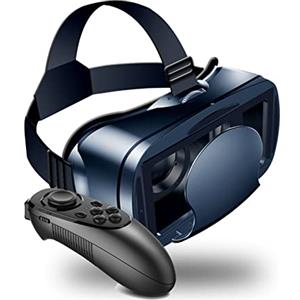 Lazmin112 Occhiali per realtà Virtuale, Protezione per gli Occhi Dalla Luce Blu, Auricolare VR 3D Pro con Telecomando, Occhiali VR per Telefono Cellulare