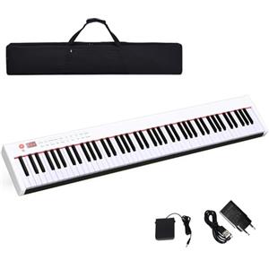 KOMFOTTEU Pianoforte Digitale 88 Tasti Multifunzionale, Tastiera Elettronica con Funzione Bluetooth, Pianola Semi-Pesato per Principianti con Pedale di Sustain, 127 x 21,5 x 6,5 cm (Bianco)