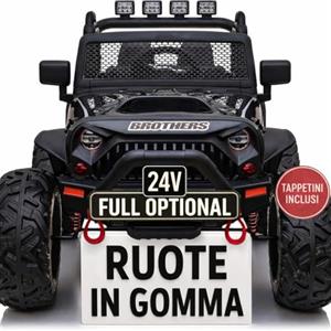 TOYSCAR Auto Macchina Elettrica per Bambini 2 Posti 24V Fuoristrada Big Adventure Telecomandata Sedile in Pelle Porte Apribili Doppio Motore Elettrico Carico 35 kg Ruote in Gomma E TAPPETINI