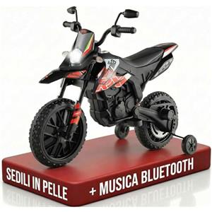 TOYSCAR Moto Elettrica Bambini Aprilia RX Mini Moto Cross SEDILI IN PELLE 3 Ruote Moto Bambini Motore Elettrico 12V Moto Per Bambini 1-4 Anni Luci Led BLUETOOTH Sospensioni A Molla