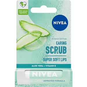 NIVEA Scrub Labbra 2 in 1 all'Aloe Vera (4,8 g), Balsamo Con Vitamina E, Esfolia Delicatamente per Labbra Super Morbide, Cura Intensiva