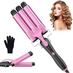 YICAIZI Ferro Arricciacapelli Professionale con cono arricciacapelli, 25mm ferro per capelli onde in Ceramica per Boccoli Perfetti e Capelli Ondulati - Stile Versatile e Duraturo, Rosa
