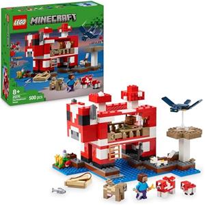 LEGO Minecraft The Mooshroom House Toy - Building Set incl. a Steve Figure, Mobs, a Crafting Table and Farm - Gaming Gift for 8+ Year Old Girls & - Boys 21270