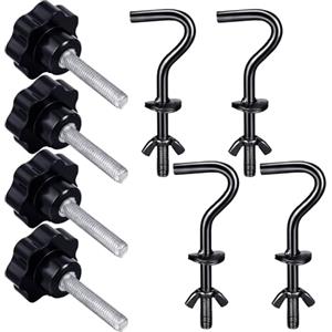 Therwen Kit di accessori per amaca, 8 pezzi, ganci di ricambio M8 x 40 mm, manopola a stella, per casa, patio, base ombrellone e giardino, colore: nero