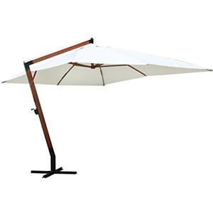 Tidyard Ombrellone da Giardino in Legno con Braccio Laterale 3,0 x 4,0 m. Bianco