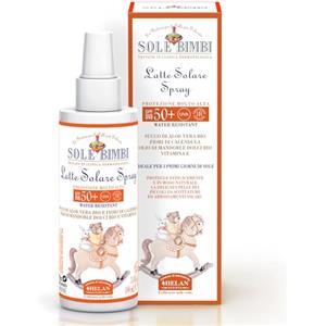 Helan, Sole Bimbi - Crema Solare 50+ Bambini e Neonati Spray Protezione Solare 50+ SPF Molto Alta contro Raggi UVB/UVA, Crema Solare Viso Corpo con Olio di Mandorle Dolci, Vitamina E, Aloe Vera 100 ml