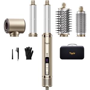 Tqcir Spazzola professionale per asciugacapelli 5 in 1, potente multi-styler con bigodini a carica automatica, ad asciugatura rapida, senza danni termici