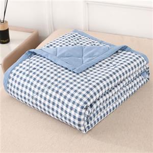 DOTBUY-SHOP Copriletto Trapuntato Matrimoniale Singolo, Controllo Trapuntino Coperta Estivo Primaverile Reversibile Trapunta Autunno Coperta Leggera per Camera da Letto (Azzurro,150x200cm)