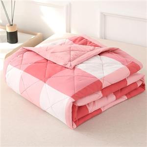 DOTBUY-SHOP Copriletto Trapuntato Matrimoniale Singolo, Controllo Trapuntino Coperta Estivo Primaverile Reversibile Trapunta Autunno Coperta Leggera per Camera da Letto (Rosa,150x200cm)