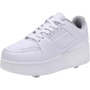 Hixingo Scarpe con Rotelle per Ragazzi Ragazze, Bambino 2 in 1 Scarpe da Skateboard Sneakers Sportive con Ruote Tinta Unita Scarpe Ginnastica Pattini a Rotelle