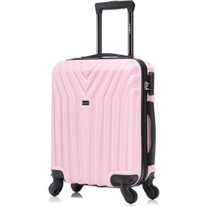 R.Leone Valigia da 1 Fino a Set 4 Trolley Rigido grande, medio, bagaglio a mano 55x40x23 cm Wizz, ITA Airways e bagaglio 45x36x20 cm EasyJet in ABS 9001 (Rosa Pastello, XS Bagaglio Low cost)