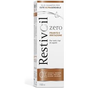 RestivOil Zero Shampoo Anti Prurito e Irritazione per Capelli Olio Fisiologico Delicato ad Azione Detergente, per Tutti i Tipi di Capelli, Marrone, 150 ml