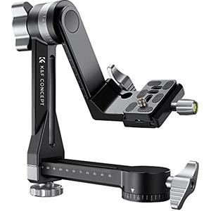 K&F Concept Testa cardanica per treppiede, testa per panoramica a 360 ° per impieghi gravosi in lega di alluminio CNC con piastra a sgancio rapido Arca-Swiss da 1/4 di pollice per DSLR, carico 20 kg
