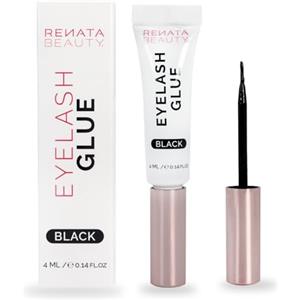 RB RENATA BEAUTY Colla Ciglia Finta Nera 24 Ore - Adesivo Impermeabile Doppia Funzione con Tubetto e Pennello