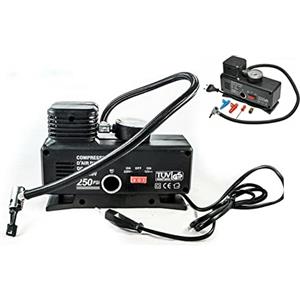 DISCORAMA Mini COMPRESSORE AD Aria Portatile con MANOMETRO 35 Litri, COMPRESSORE Portatile 12V 220W, COMPRESSORE per Auto Moto CANOTTI SALVAGENTI GONFIABILI