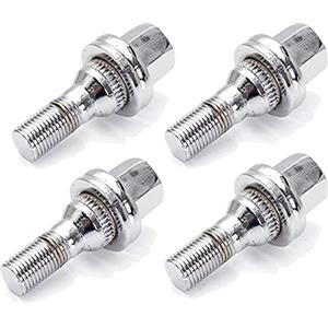 Ymnilian Bulloni Antifurto Per Ruote 4 / 16pcs M12x1.25 17mm Auto Alluminio Chrome Wheel Bullons Kit Dadi Uso adatto per Peugeot 1007 206 207 406 407 607 2000-2008(4PCS)