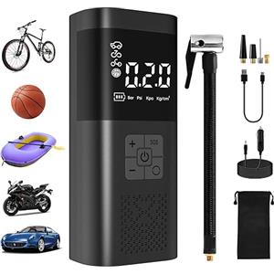 KAELA Mini Compressore Aria Portatile Auto, 6000mAh 150PSI Compressore Portatile Gonfiatore Bici Elettrico con Sensore Pressione, Schermo LCD Digitale e Luce LED, 4 Modalità per Auto, Moto, Bicicletta