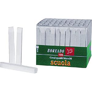 DECO Gessetti Tondi Bianchi - Ø 10 x 81 mm - Scatola da 100 Gessetti Antipolvere e Cancellabili