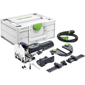 Festool Fresatrice per giunzioni DOMINO DF 500 Q-Set | 420 W, profondità di fresatura fino a 28 mm, diametro fresa 5 mm incluso, con aggiuntivo, striscia e arresto a croce