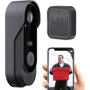 Shaersu Video Citofono con Telecamera,Video Campanello Senza Fili - Rilevamento Movimento Audio Bidirezionale Sicurezza Casa Interno Esterno Notte Appartamento Negozio