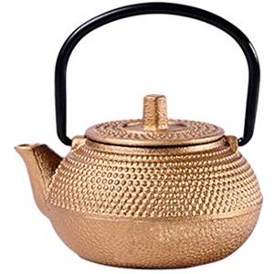 Yardwe Teiera in ghisa, teiera con infusore, piccolo bollitore da tè giapponese con manico per tè sciolto (2, 83 , 75 x 1, 175 cm dorato)