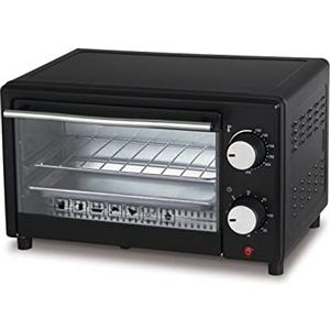 FLM SYSTEM FORNO FORNETTO ELETTRICO 10 LITRI 800W TIMER CON GRIGLIA E TEGLIA COLORE NERO