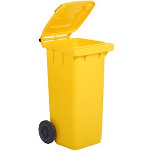 Mobil Plastic Bidone Carrellato Giallo 120L in PEHD per Raccolta Differenziata con Coperchio