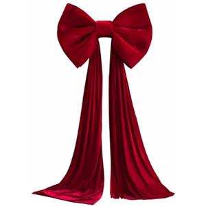 Generic Fiocco Per Puntale Per Albero Di Natale, 50,8 X 38,1 Cm, Extra Large, In Velluto Rosso, Con Sentiero Lungo 3 M, Per Decorare La Casa, Decorazione Per Albero Di Natale