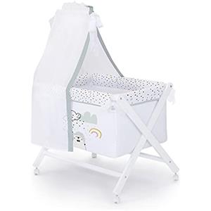 Naf Naf - Nordic Bear, (38672), Mini culla pieghevole in legno con baldacchino e rivestimento, blu
