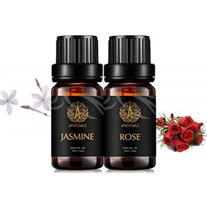 Aphrosmile Aphorsmile EU, olio essenziale puro e naturale al 100%, rosa/gelsomino, 2 flaconi da 10 ml, migliore effetto di regolare l'enddocrina femminile, allevia l'ansia e la migliore cura della pelle