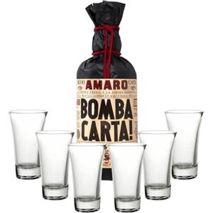 Generic Bomba Carta Amaro da Erbe Spontanee Sarde Silvio Carta 33% vol 700ML con 6 bicchierini