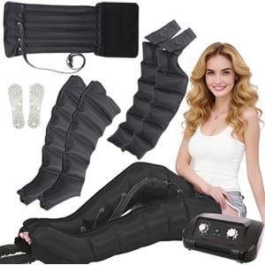Generic Massaggiatore per gambe con compressione ad aria, pressoterapia per casa stivali compressione pressoterapia, rinforzo di circolazione per piedi, gambe, vita (nero, 2 legs+2 arm+1 waist)