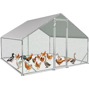 Sonnewelt Recinzione esterna 3 x 2 x 2 m Pollaio in acciaio zincato con tetto per pollame, con protezione solare e porta, per gabbia per animali domestici, gabbia per galline, gabbia per uccelli
